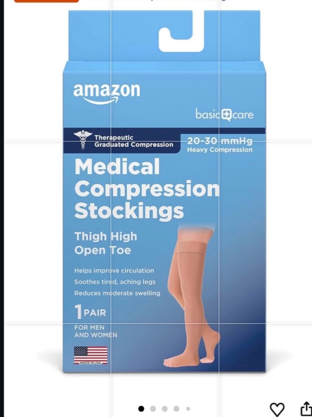 Amazon Basic Care Medical heavy
Compression Stockings 20-30 mmHg Support size XL